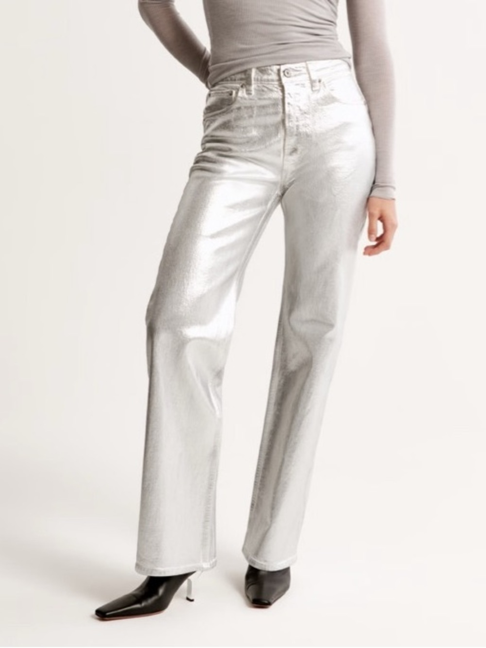 Abercrombie & Fitch Silver 90s Relaxed High Rise Pants